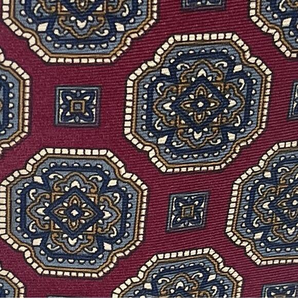 jsaco Italy Burgundy Navy Brown Classic Pure Silk Career Office Necktie NWOT - Picture 2 of 7